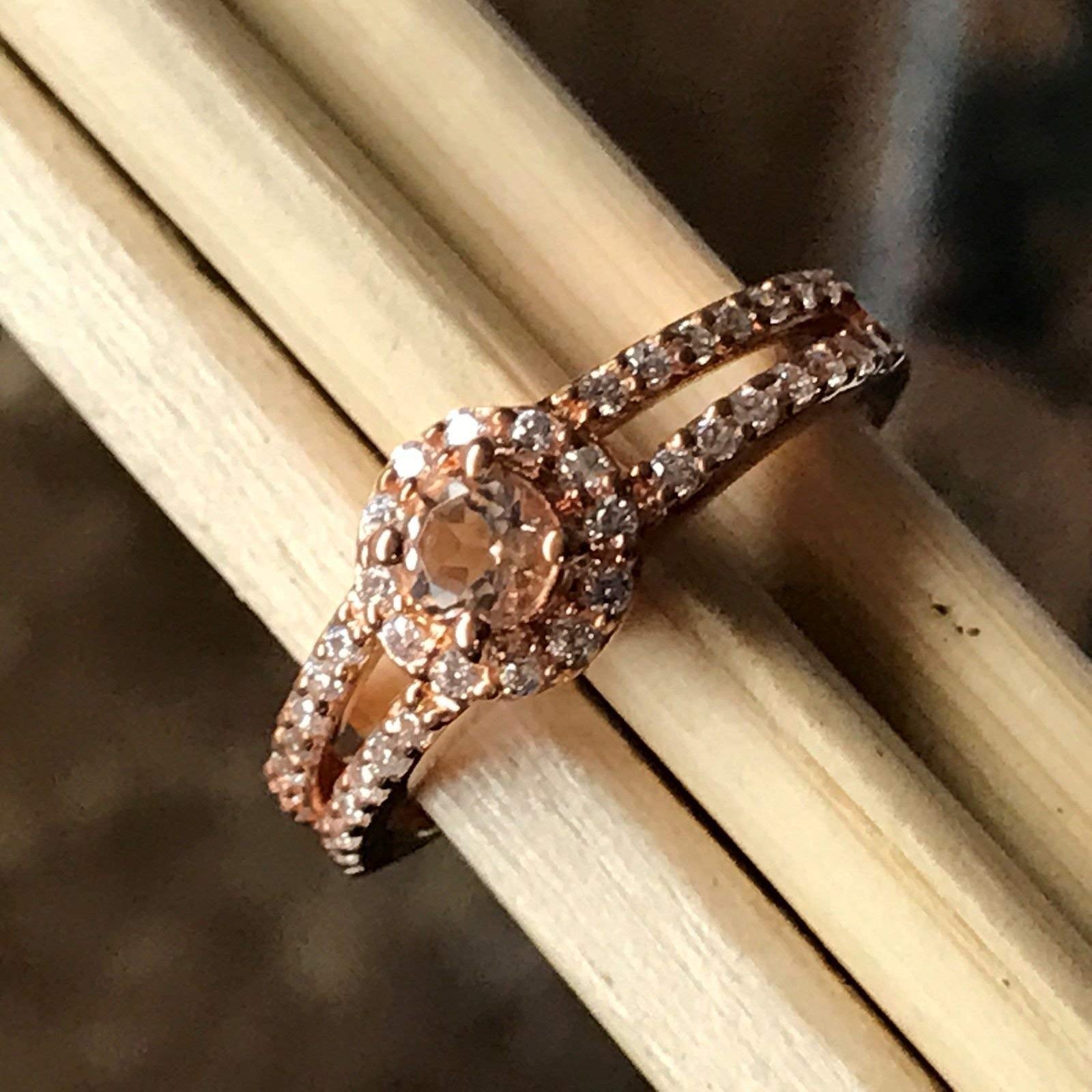 Natural Peach Morganite14k Rose Gold Over Sterling Silver Engagement Ring Size 5, 6, 7, 8, 9 - Natural Rocks by Kala