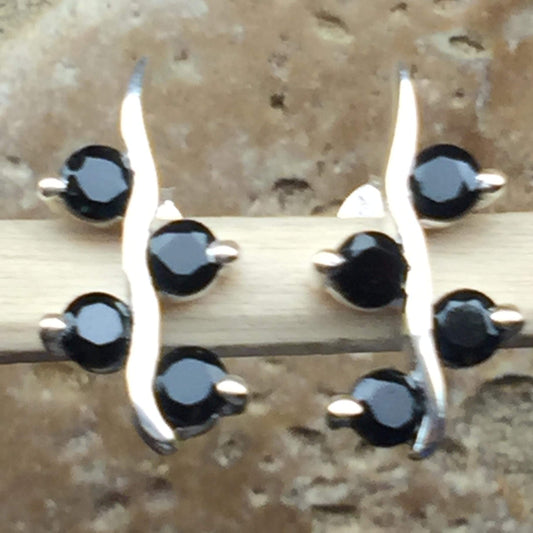 Genuine Black Onyx 925 Solid Sterling Silver Earrings 15mm - Natural Rocks by Kala
