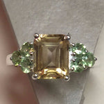 Natural 4ct Golden Citrine, Apple Green Peridot 925 Solid Sterling Silver Ring Size 7, 8 - Natural Rocks by Kala