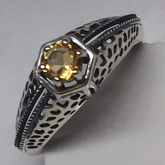 Natural 0.5ct Golden Citrine 925 Solid Sterling Silver Engagement Ring Size 6, 7, 8 - Natural Rocks by Kala