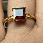Natural 1.5ct Pyrope Garnet 14K Yellow Gold Vermeil Over Sterling Silver Ring Size 6.75, 7.75 - Natural Rocks by Kala