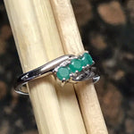 Natural 1ct Green Emerald 925 Solid Sterling Silver Band Ring Size 5, 6, 7, 8, 9 - Natural Rocks by Kala