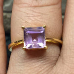 Natural 1.5ct Purple Amethyst 14K Yellow Gold Vermeil Sterling Silver Ring Size 6, 7 - Natural Rocks by Kala