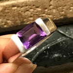 Genuine 2ct Purple Amethyst 925 Solid Sterling Silver Men's Ring Size 6, 7, 9, 11, 12, 13 - Natural Rocks by Kala