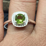 Natural 1ct Green Peridot 925 Solid Sterling Silver Engagement Ring Size 6, 7, 8, 9 - Natural Rocks by Kala