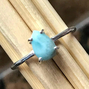 Natural Dominican Larimar 925 Solid Sterling Silver Engagement Ring Size 6, 8 - Natural Rocks by Kala
