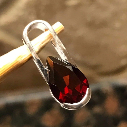 Natural 2ct Pyrope Garnet 925 Solid Sterling Silver Pendant 20mm - Natural Rocks by Kala