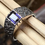 Natural 2ct Iolite 925 Sterling Silver Men's Ring Size 8, 9, 10, 11, 12, 13 - Natural Rocks by Kala