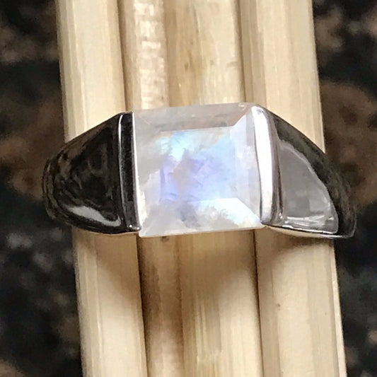 Natural Rainbow Moonstone 925 Solid Sterling Silver Men's Ring Size 7, 8, 9, 10, 11, 12, 13 - Natural Rocks by Kala