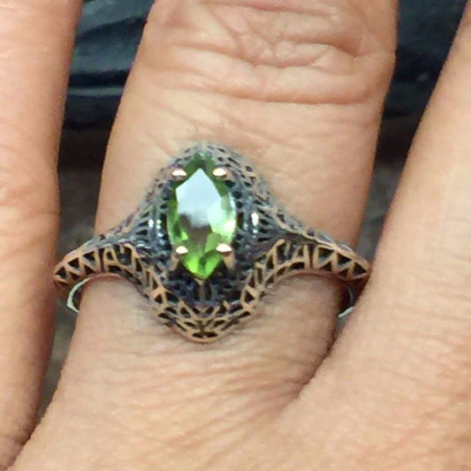 Genuine 1ct Green Peridot 925 Solid Sterling Silver Engagement Ring Size 6, 7, 9 - Natural Rocks by Kala