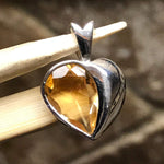 Natural 1.5ct Golden Citrine 925 Solid Sterling Silver Heart Pendant 18mm - Natural Rocks by Kala