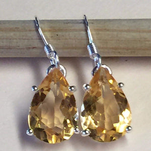 Natural Golden Citrine 925 Solid Sterling Silver Earrings 25mm - Natural Rocks by Kala