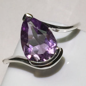 Genuine 2ct Purple Amethyst 925 Solid Sterling Silver Ring Size 6, 7, 8, 9, 10 - Natural Rocks by Kala