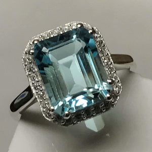 Natural 2.5ct Swiss Blue Topaz 925 Solid Sterling Silver Engagement Ring Size 7, 8, 9 - Natural Rocks by Kala