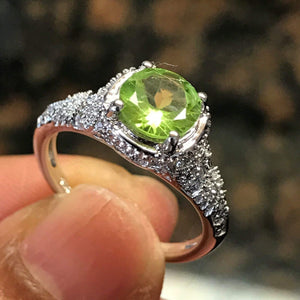 Natural 1.25ct Green Peridot 925 Solid Sterling Silver Engagement Ring Size 5, 6, 7, 8, 9 - Natural Rocks by Kala