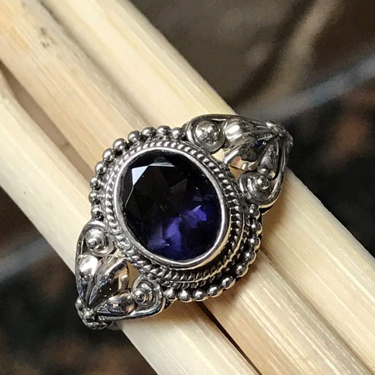 Genuine 2ct Iolite 925 Solid Sterling Silver Engagement Ring Size 6.5, 7, 7.5, 8.75 - Natural Rocks by Kala