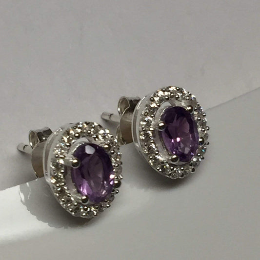 Genuine 2ct Purple Amethyst 925 Solid Sterling Silver Stud Earrings 10mm - Natural Rocks by Kala