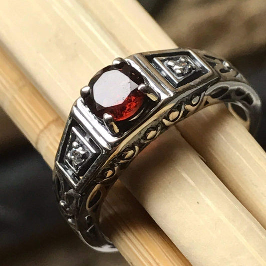 Natural Pyrope Garnet 925 Sterling Silver Engagement Ring Size 6, 8 - Natural Rocks by Kala