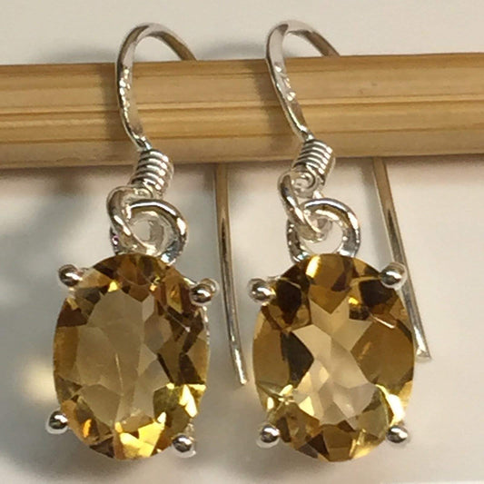 Natural 3.5ct Golden Citrine 925 Solid Sterling Silver Earrings 22mm - Natural Rocks by Kala