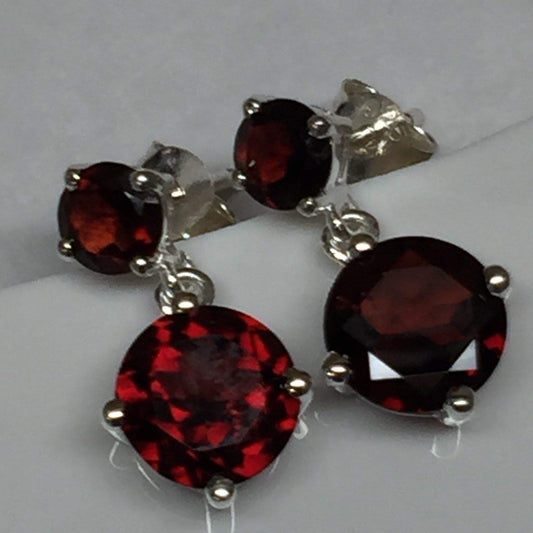 Natural 4ct Pyrope Garnet 925 Solid Sterling Silver Earrings 18mm - Natural Rocks by Kala