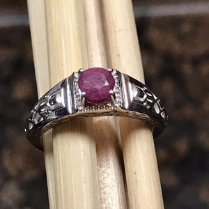 Natural Pink Ruby 925 Solid Sterling Silver Engagement Ring Size 7, 8, 9 - Natural Rocks by Kala