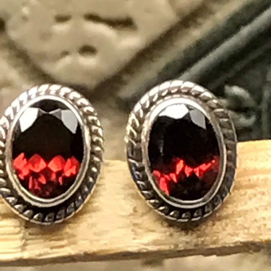 Genuine 2ct Pyrope Garnet 925 Solid Sterling Silver Earrings 9mm - Natural Rocks by Kala