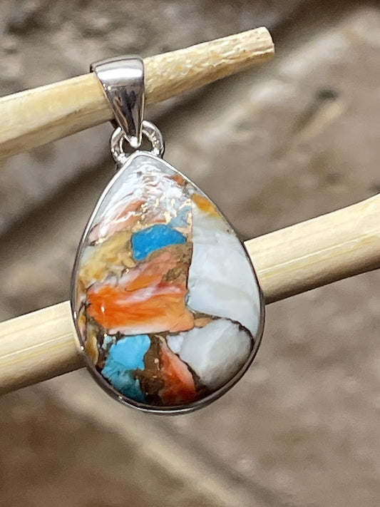 Gorgeous Spiny Oyster Arizona Turquoise 925 Solid Sterling Silver Pendant 35mm - Natural Rocks by Kala