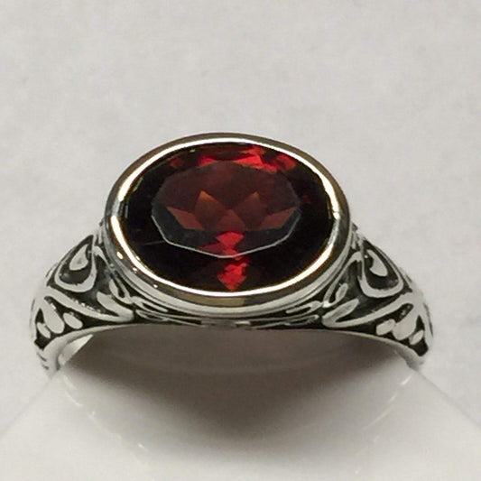 Natural 2ct Pyrope Garnet 925 Solid Sterling Silver Ring Size 6, 7, 8, 9 - Natural Rocks by Kala