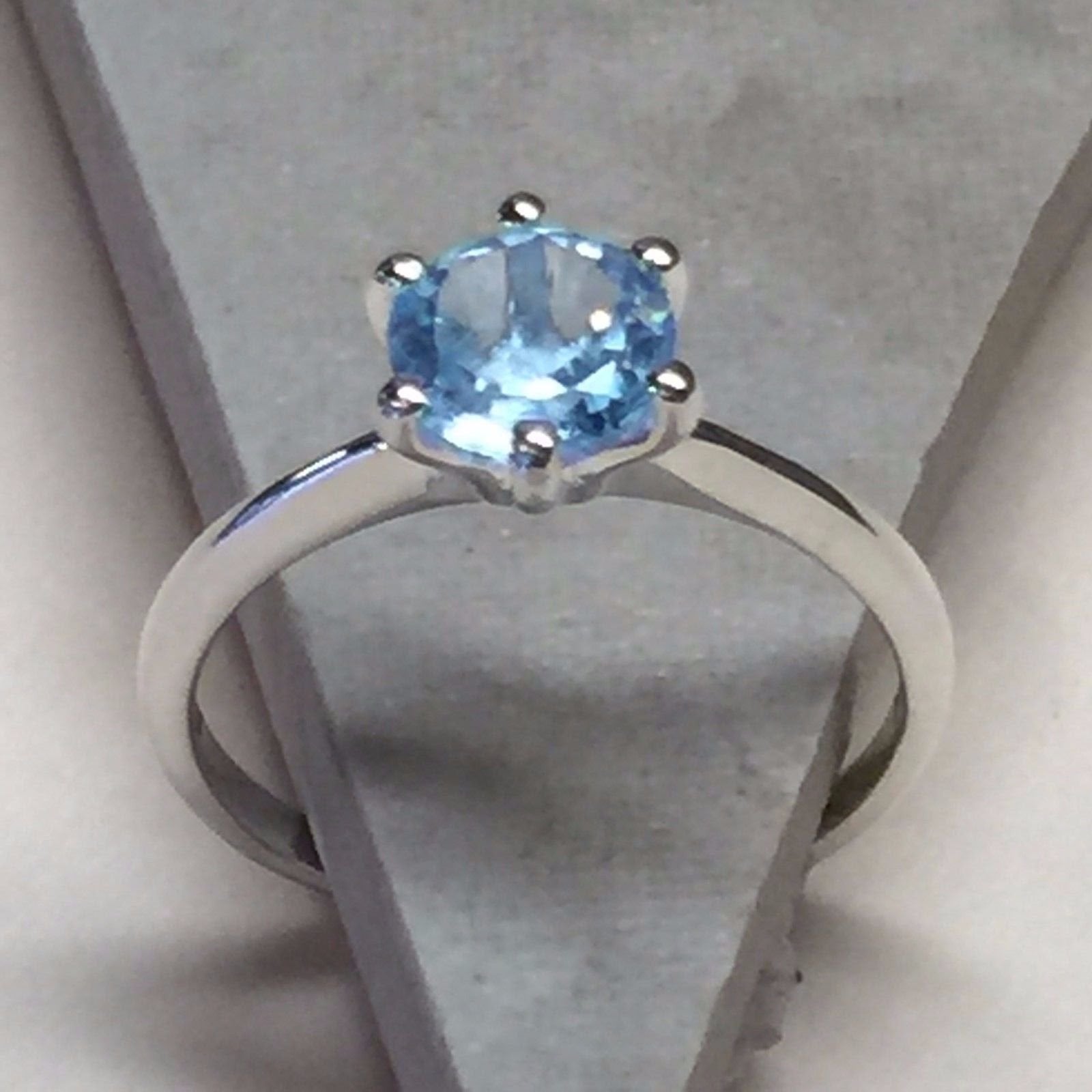 Natural 1ct Blue Topaz 925 Solid Sterling Silver Engagement Ring 6, 7, 8, 9 - Natural Rocks by Kala