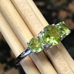 Natural 2ct Green Peridot 925 Solid Sterling Silver Ring Size 6, 8, 9 - Natural Rocks by Kala