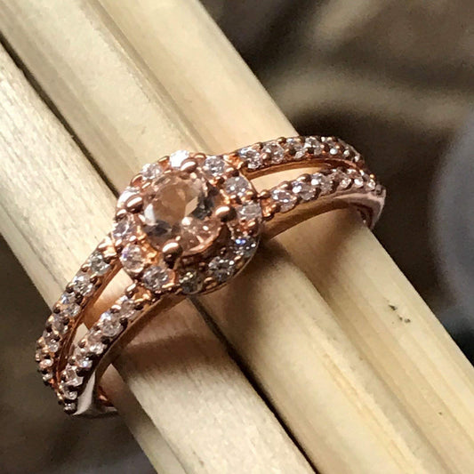 Natural Peach Morganite14k Rose Gold Over Sterling Silver Engagement Ring Size 5, 6, 7, 8, 9 - Natural Rocks by Kala
