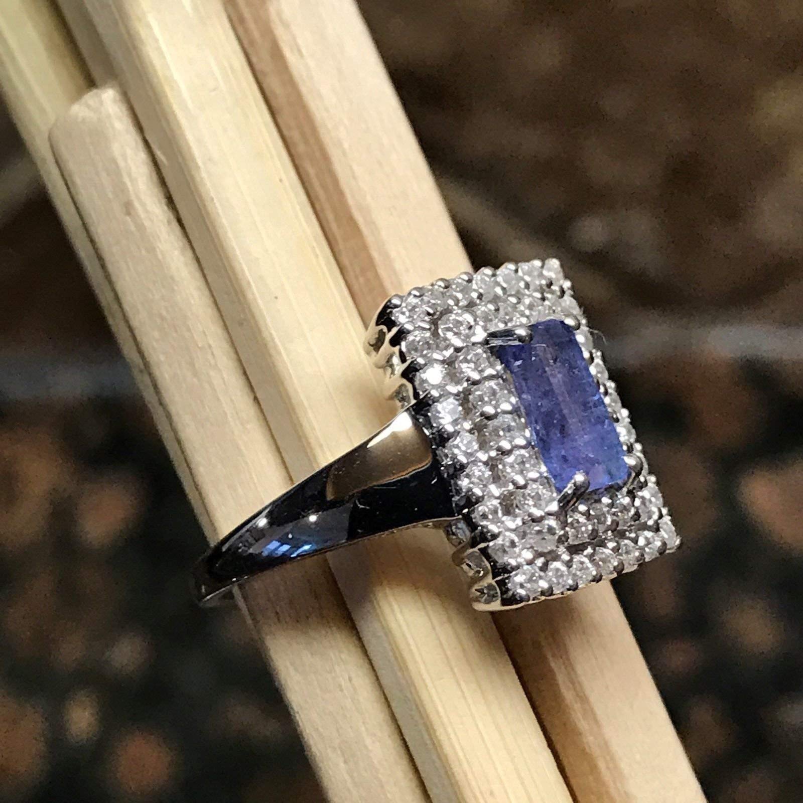 Genuine Tanzanite 925 Solid Sterling Silver Engagement Ring Size 6 - Natural Rocks by Kala