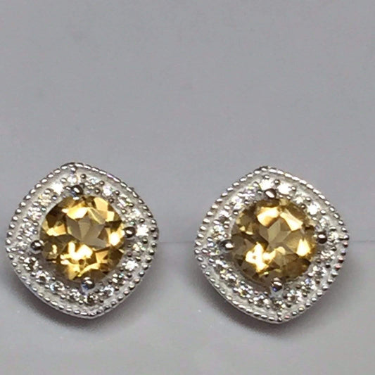 Natural 1.5ct Golden Citrine 925 Solid Sterling Silver Stud Earrings 10mm - Natural Rocks by Kala