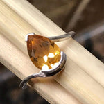 Natural 1.5ct Golden Citrine 925 Solid Sterling Silver Engagement Ring Size 7, 8, - Natural Rocks by Kala