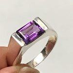 Genuine 2ct Purple Amethyst 925 Solid Sterling Silver Men's Ring Size 6, 7, 9, 11, 12, 13 - Natural Rocks by Kala