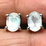 Natural Rainbow Moonstone 925 Sterling Silver Oval Cut Stud Earrings 7mm - Natural Rocks by Kala