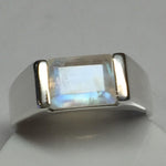 Natural Rainbow Moonstone 925 Solid Sterling Silver Men's Ring Size 7, 8, 9, 10, 11, 12, 13 - Natural Rocks by Kala