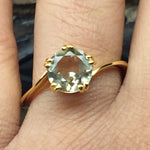 Natural 1.5ct Green Amethyst 14K Yellow Gold Vermeil Sterling Silver Engagement Ring Size 7, 8, 9 - Natural Rocks by Kala