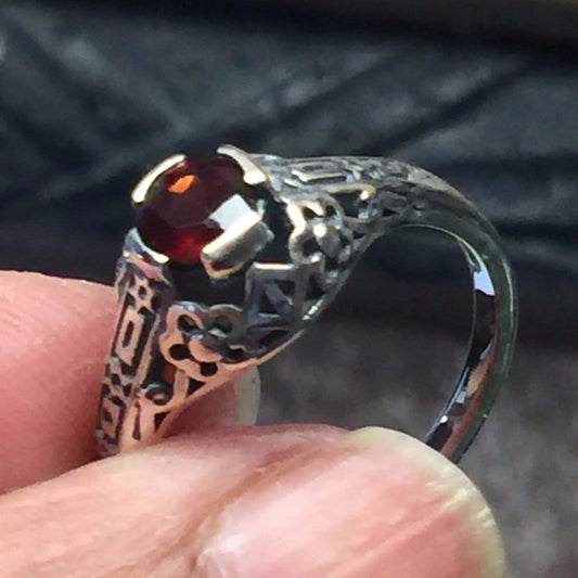 Natural Pyrope Garnet 925 Solid Sterling Silver Engagement Ring Size 6, 8 - Natural Rocks by Kala