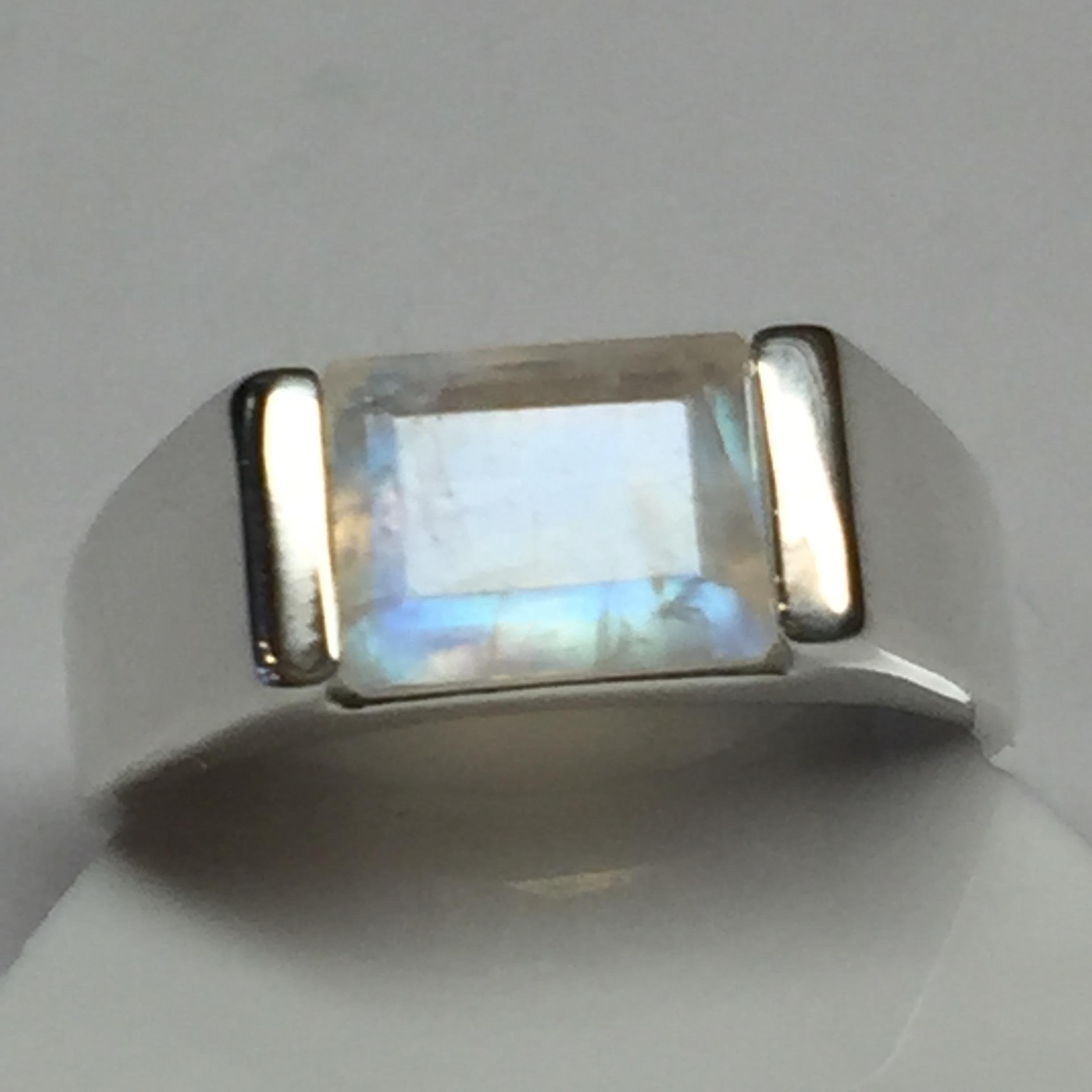 Natural Rainbow Moonstone 925 Solid Sterling Silver Men's Ring Size 7, 8, 9, 10, 11, 12, 13 - Natural Rocks by Kala