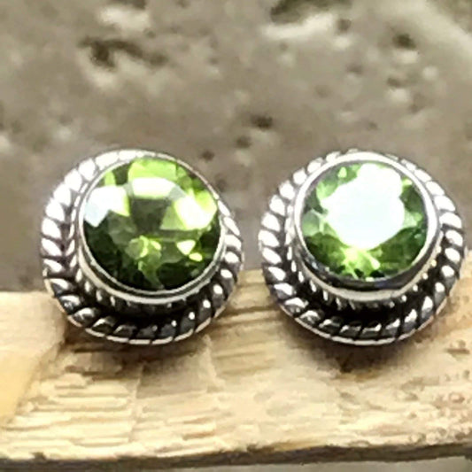 Genuine 1.5ct Green Peridot 925 Solid Sterling Silver Earrings 6mm - Natural Rocks by Kala