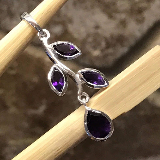 Natural 2ct Purple Amethyst 925 Sterling Silver Pendant 37mm - Natural Rocks by Kala