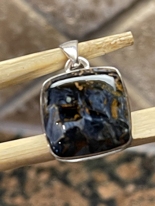 Genuine Pietersite 925 Solid Sterling Silver Pendant 25mm - Natural Rocks by Kala