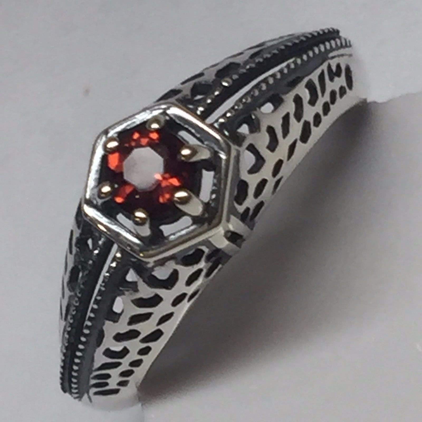 Natural Pyrope Garnet 925 Solid Sterling Silver Engagement Ring Size 7, 8 - Natural Rocks by Kala