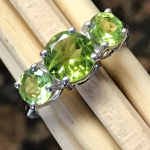 Natural 2ct Green Peridot 925 Solid Sterling Silver Ring Size 5, 6, 7, 8, 9 - Natural Rocks by Kala