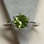 Natural 1ct Green Peridot 925 Solid Sterling Silver Engagement Ring Size 7 - Natural Rocks by Kala