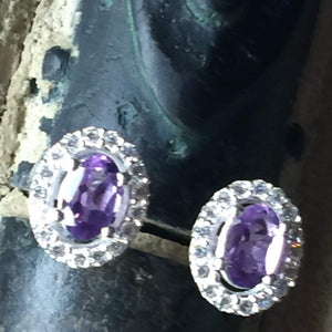 Genuine 2ct Purple Amethyst 925 Solid Sterling Silver Stud Earrings 10mm - Natural Rocks by Kala