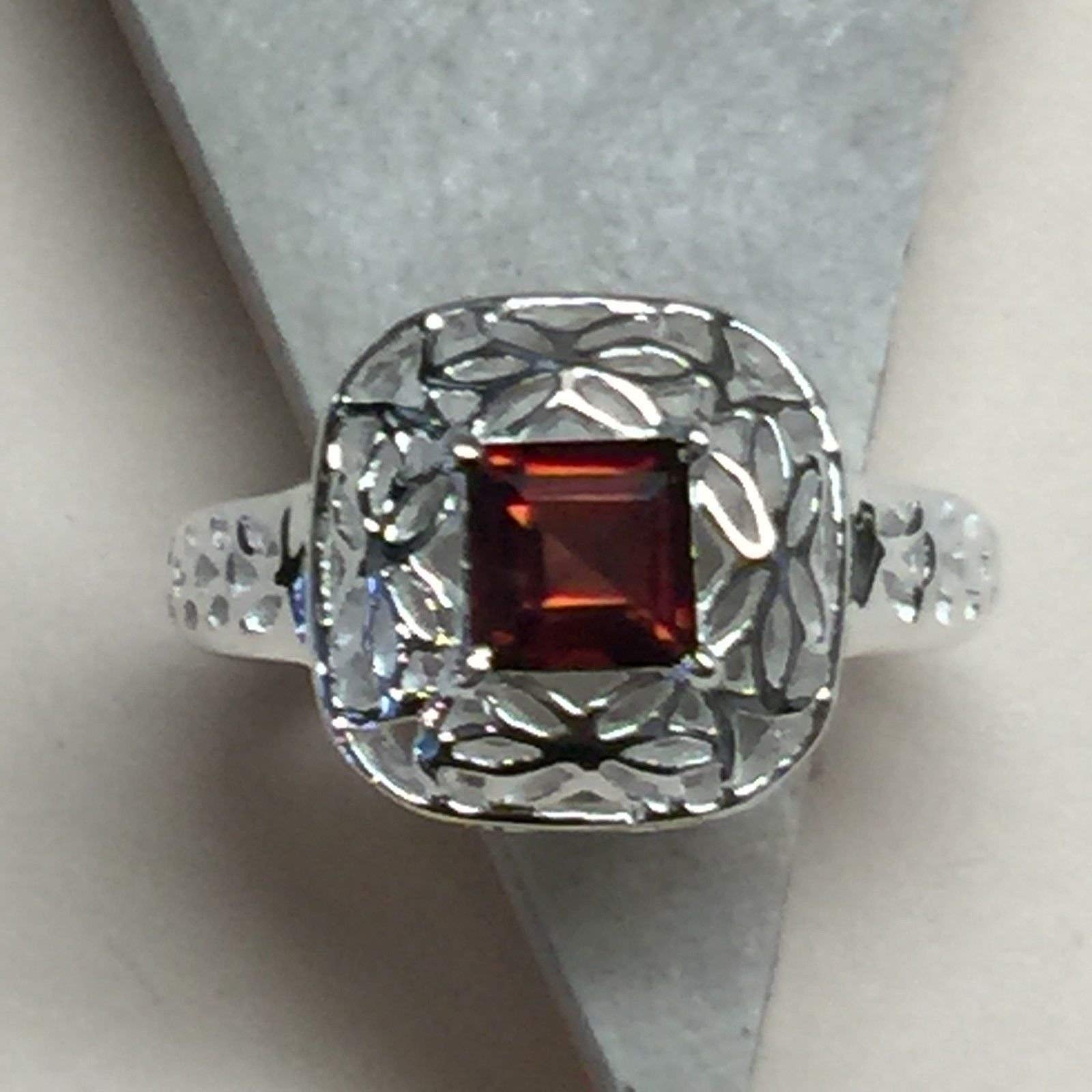 Natural 1ct Fire Garnet 925 Solid Sterling Silver Ring Size 6.75, 7.75 - Natural Rocks by Kala