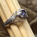 Natural Iolite Water Sapphire 925 Solid Sterling Silver Filigree Ring Size 6, 7, 8, 9 - Natural Rocks by Kala