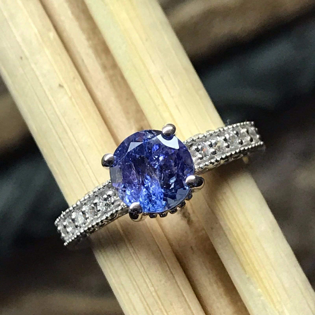 Natural 1ct Tanzanite 925 Solid Sterling Silver Engagement Ring Size 6, 7.5, 8, 9 - Natural Rocks by Kala